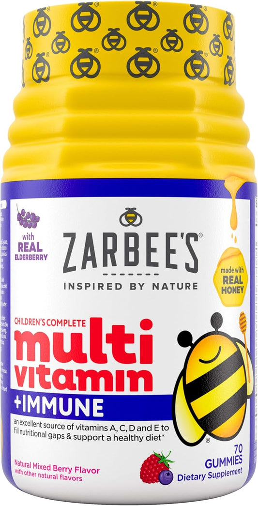 Zarbee's Children's Multivitamin Gummies with Immune Support - 70 Count - Vitamins A, C, D3, E, B6, B12, Folic Acid & B-complex - Espot.com.au