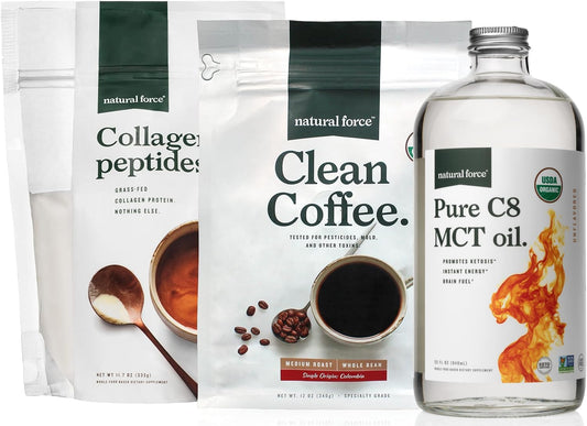 organic-clean-coffee-bundle-with-collagen-peptides-and-c8-mct-oil---non-gmo-keto-paleo---toxin-free-coffee-grass-fed-collagen---12oz-117oz-32oz-1