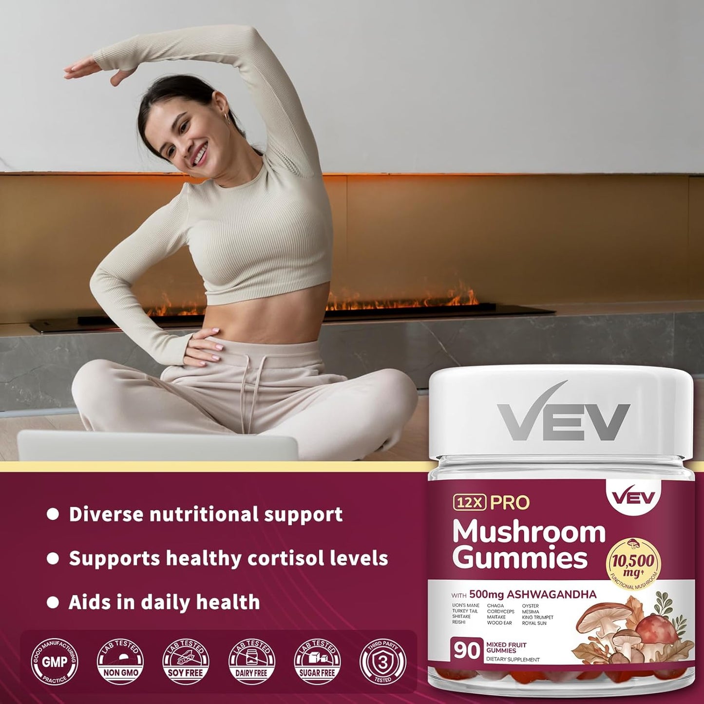 vev-mushroom-gummies-for-adults---12x-mushroom-supplement-with-lions-mane-reishi-cordyceps-turkey-tail-and-ashwagandha---90-vegan-gummies---immune-support-and-stress-relief-5