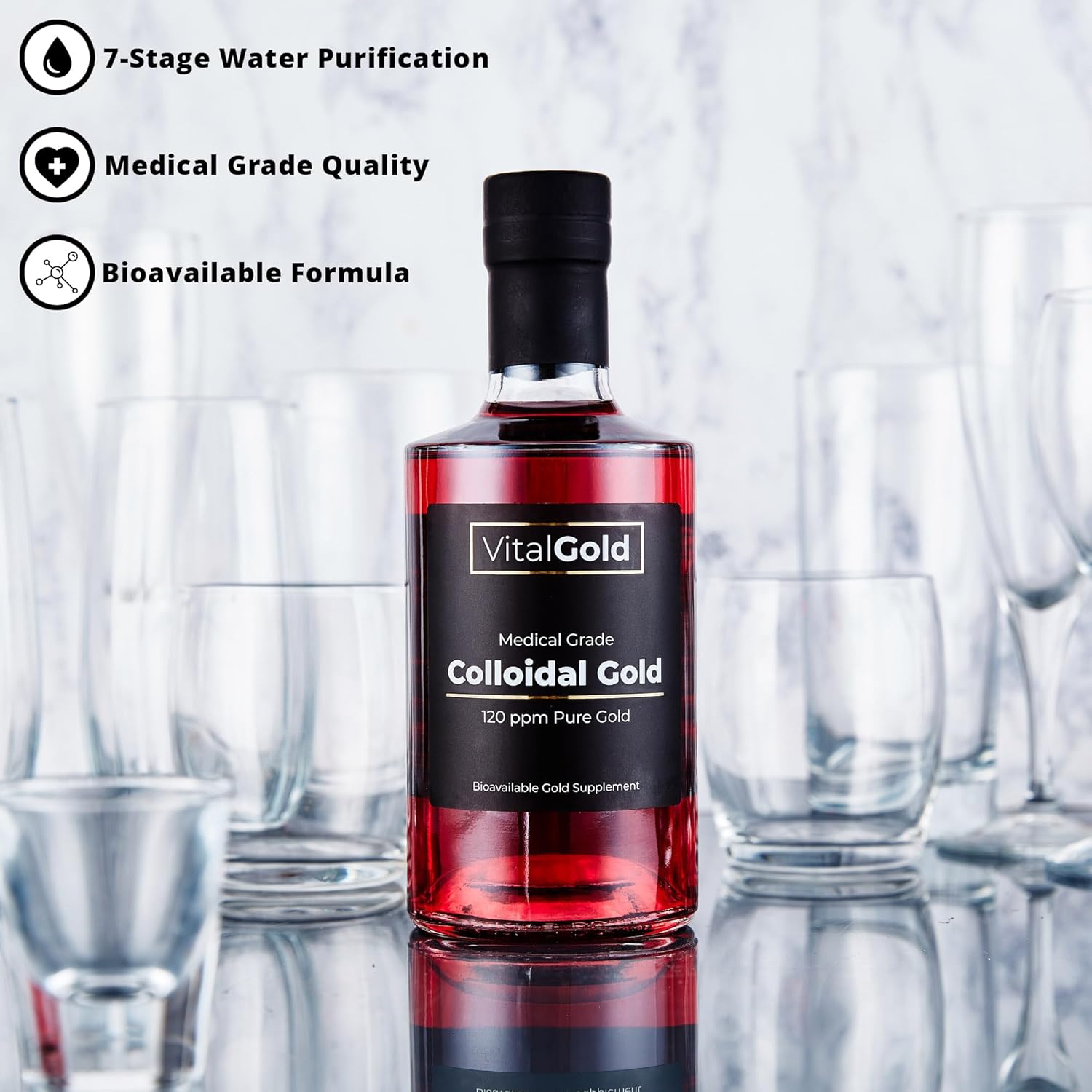 Ultra Strength Vital Gold Colloidal Gold 120 PPM Liquid Supplement - 500ml - Espot.com.au