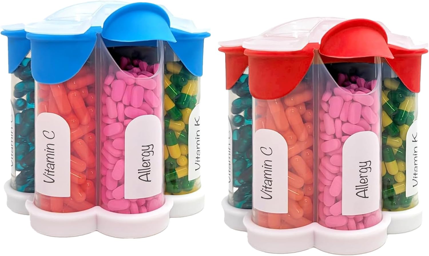 extra-large-pill-organizer-set---daily-weekly-monthly-supplement-storage-bottle---cute-blossom-pill-dispenser-with-7-xl-compartments---pack-of-2-light-blue-and-red-1