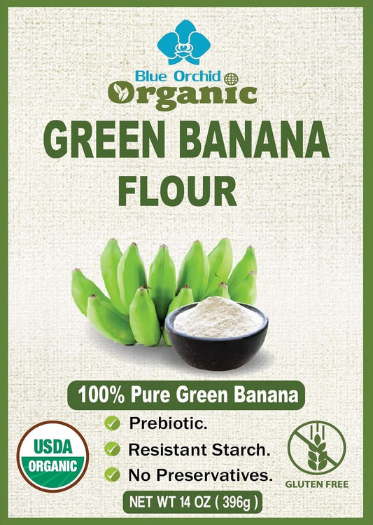 Organic Green Banana Powder - Blue Orchid Superfood Prebiotic Smoothie Flour - Gluten-Free Grain-Free Baking Substitute - 14 OZ - Espot.com.au