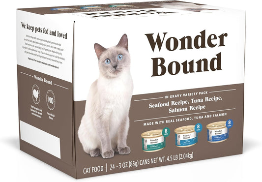 wonder-bound-wet-cat-food-variety-pack---seafood-tuna-salmon-in-gravy---3-oz-pack-of-24---high-quality-nutritious-for-your-feline-friend-1