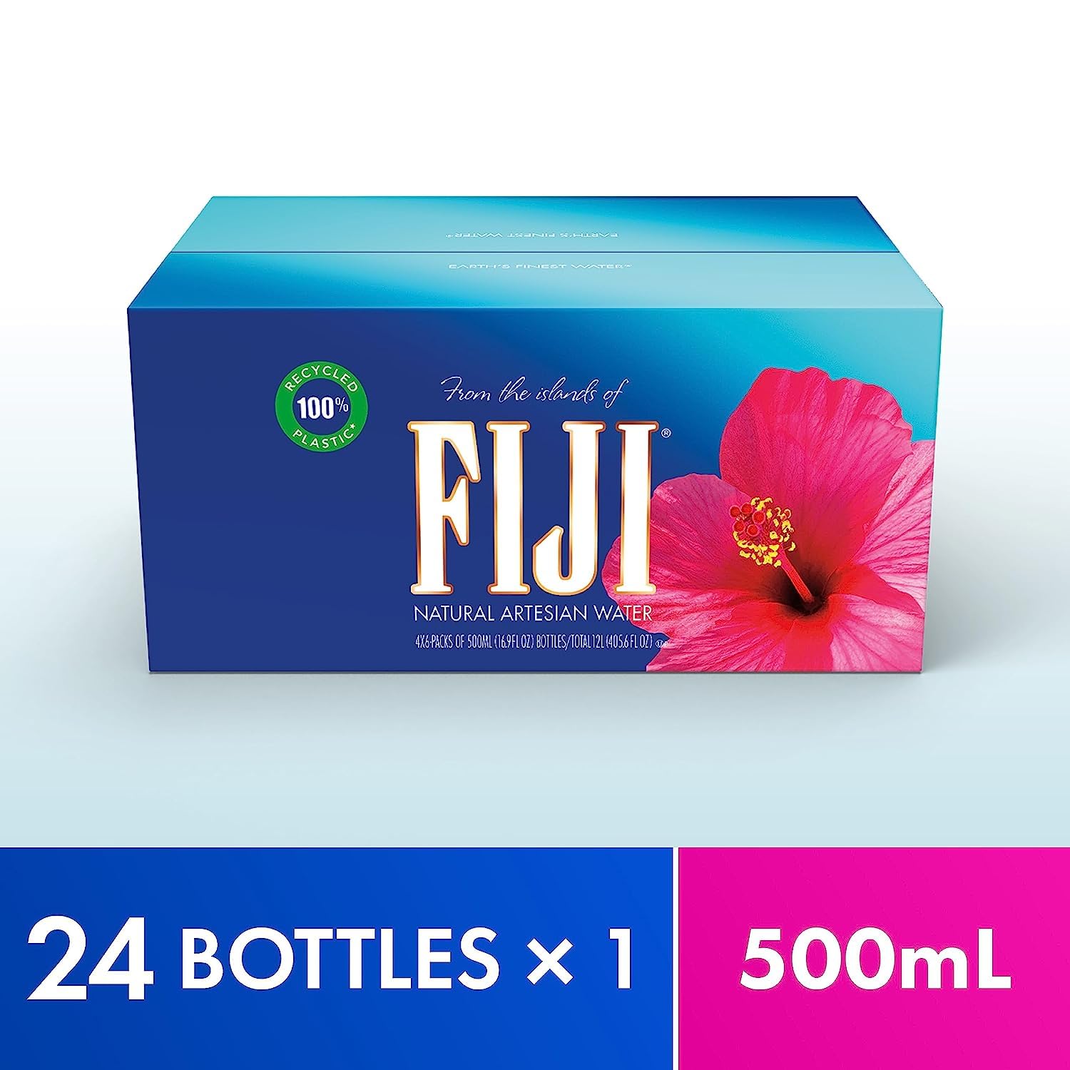 Pack of 24 FIJI Natural Artesian Bottled Water 500mL with 100% Natural Electrolytes - 16.9 Fl Ounce - Espot.com.au