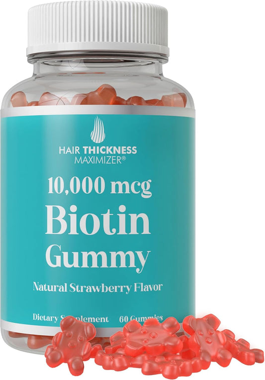 strawberry-flavored-hair-thickness-maximizer-biotin-gummies---10000mcg-vegan-chewables-for-hair-skin-and-nails---supports-growth-and-thickness-radiant-skin---women-and-men-friendly-1