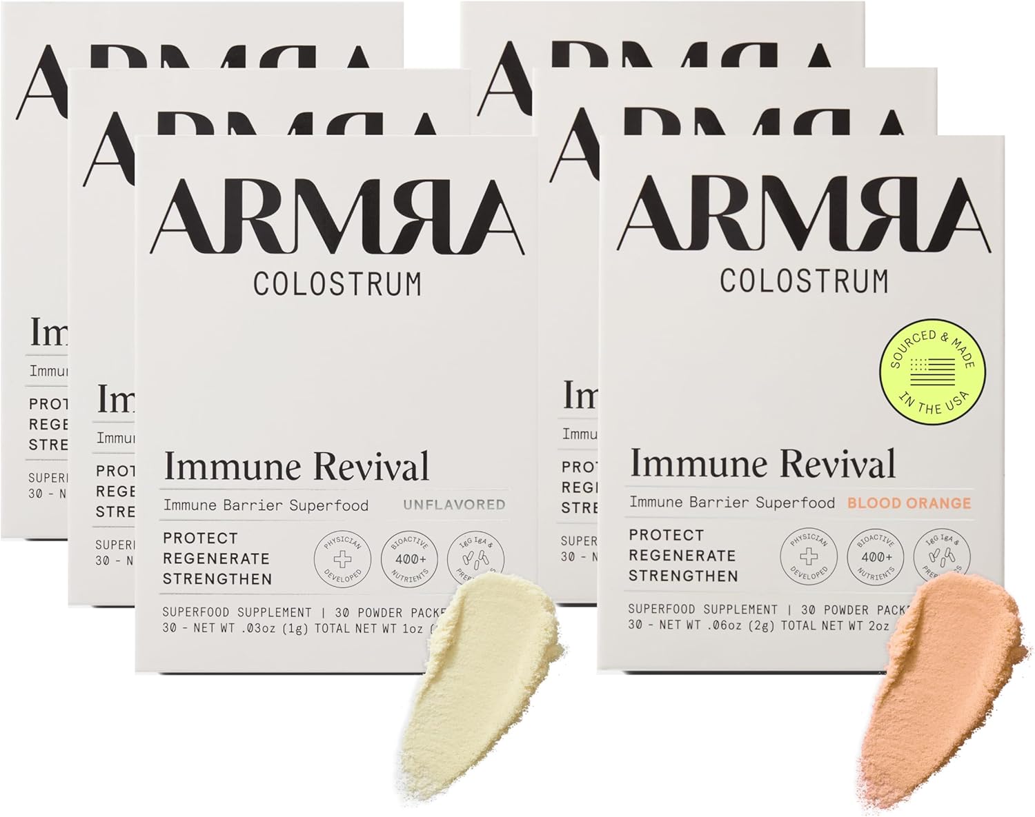 armra-colostrum-premium-powder-grass-fed-keto-friendly-for-gut-health-immunity-skin-hair-400-bioactive-nutrients-gluten-fat-free-unflavored-blood-orange-bundle-180-servings-1