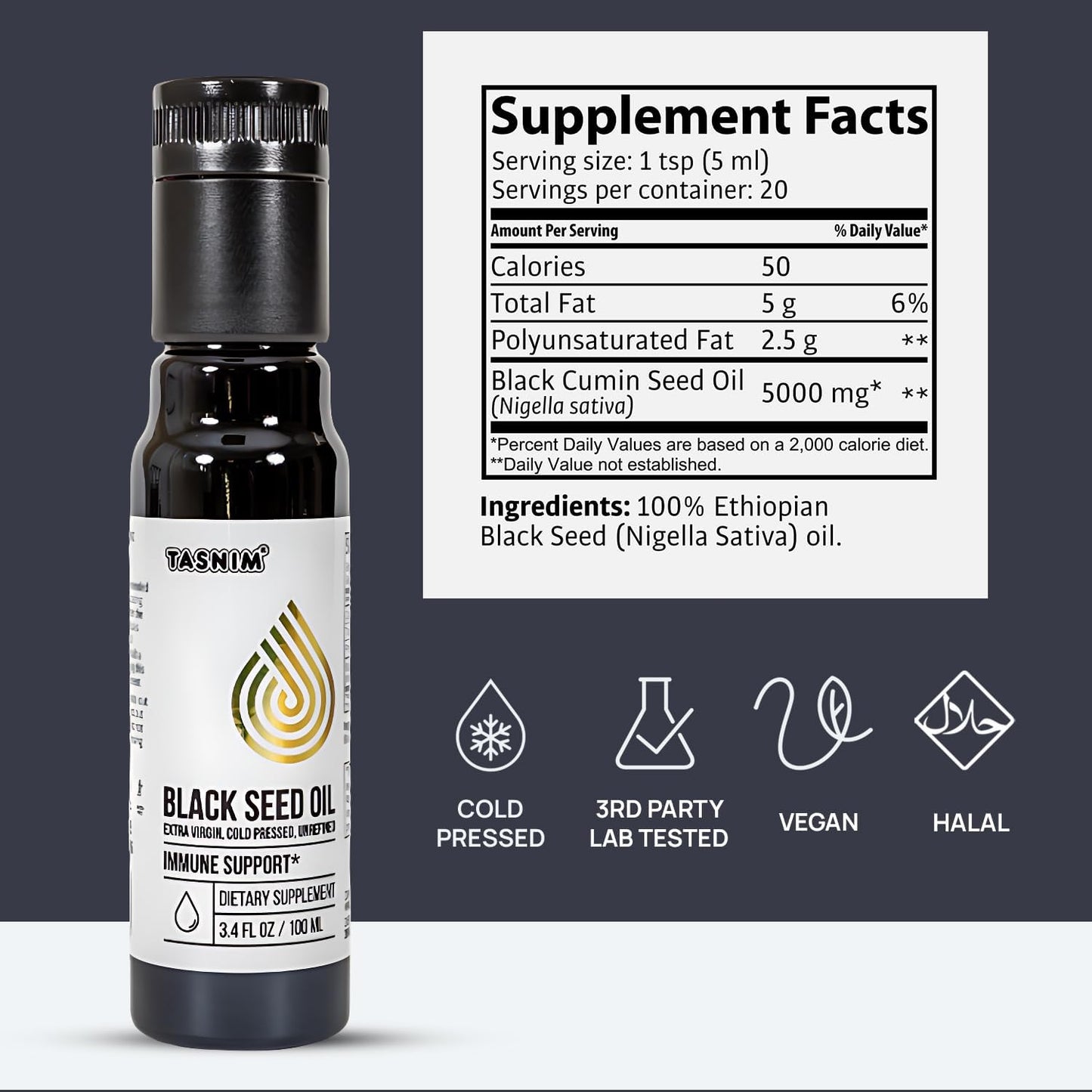 organic-ethiopian-black-seed-oil-34-fl-oz---cold-pressed-for-immune-support---high-potency-57---21-thymoquinone---skin-hair-overall-health---unrefined-black-cumin-seed-oil---gluten-free-5