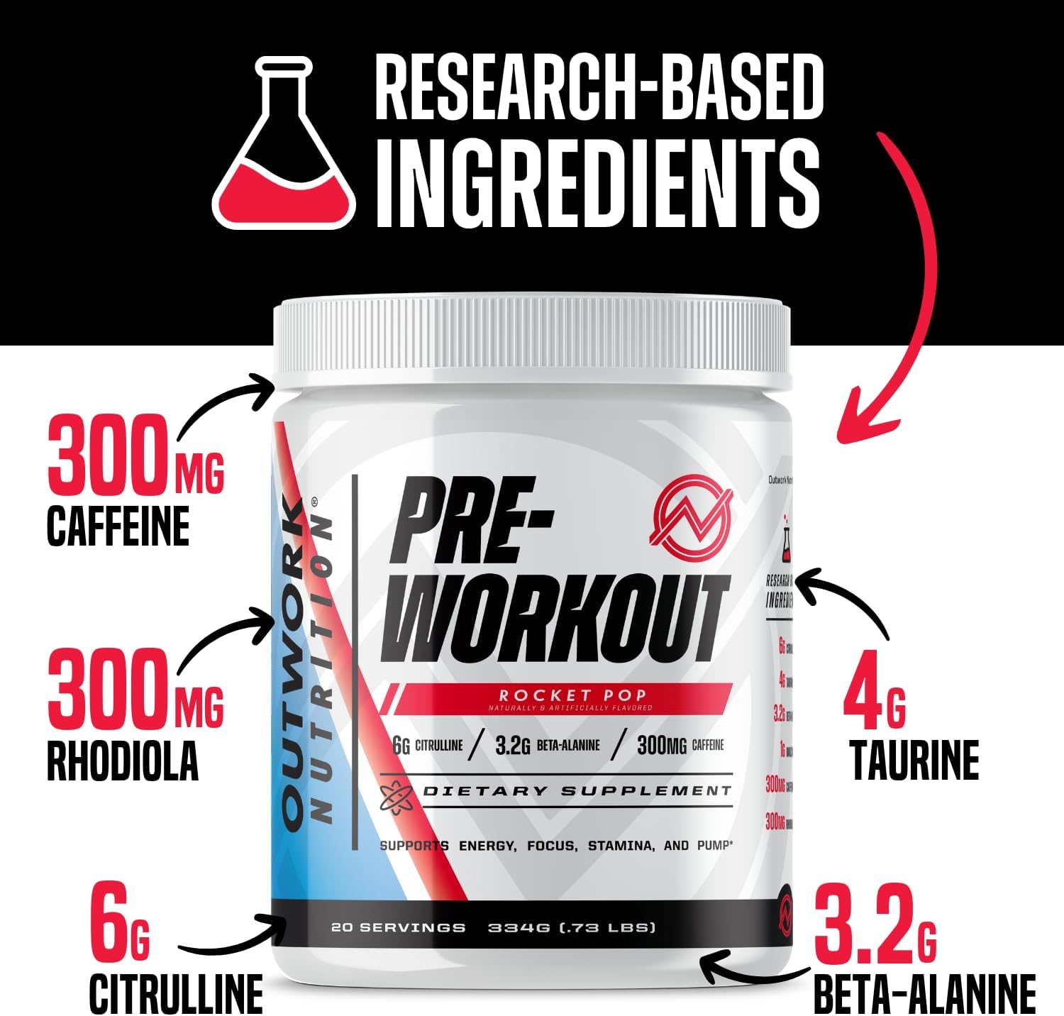 sugar-free-outwork-nutrition-preworkout-powder-for-men-women---no-creatine-nootropics-citrulline-malate-beta-alanine---rocket-pop-flavor---scientifically-backed-3