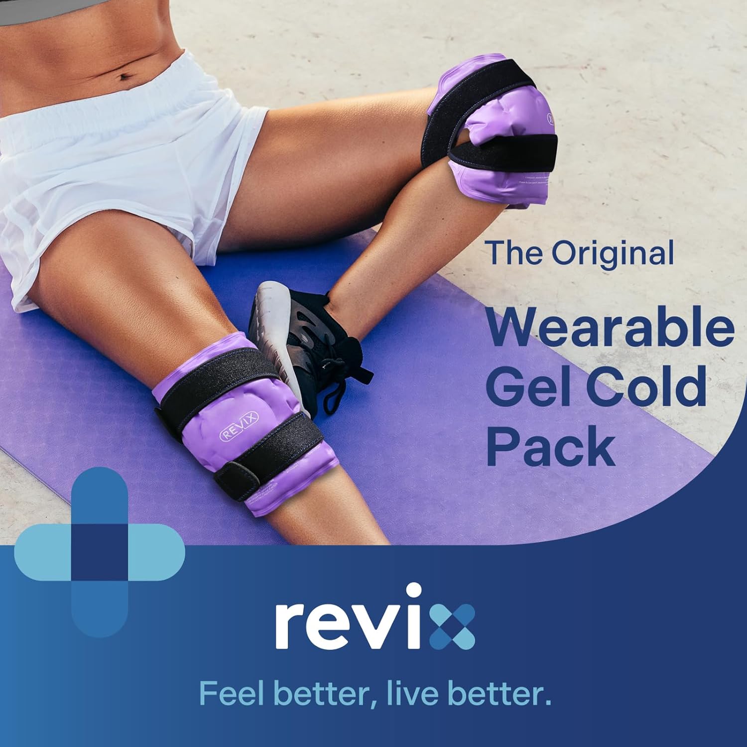 Set of 2 REVIX Reusable Knee Ice Pack Wraps for Cold Compression Therapy and Post-Workout Recovery - Gel Ice Packs with Plush Cover - Espot.com.au