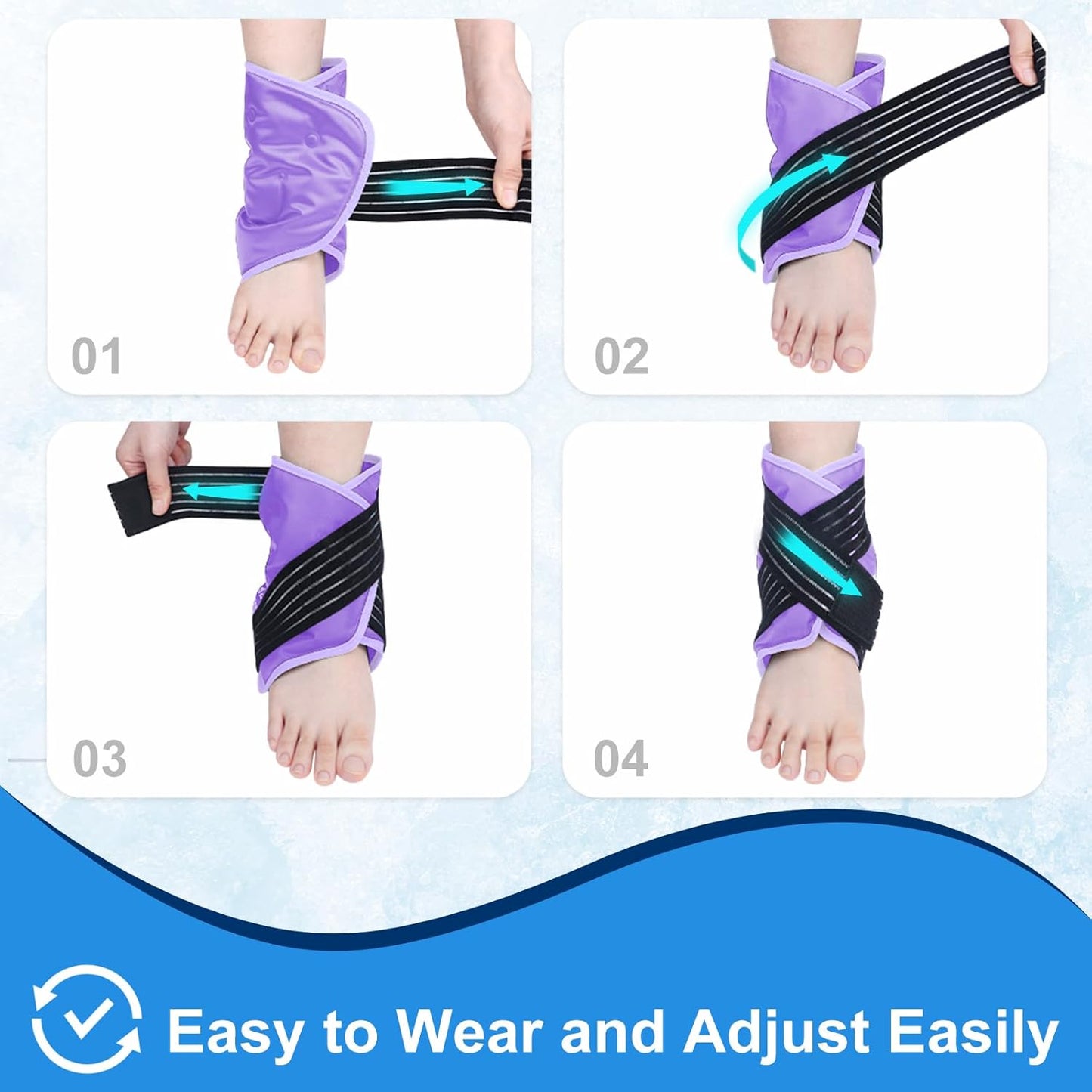 flexible-ankle-ice-pack-wrap-with-reusable-gel-for-cold-compression---purple-color-for-women-and-men---soothing-relief-for-ankle-foot-and-heel-7