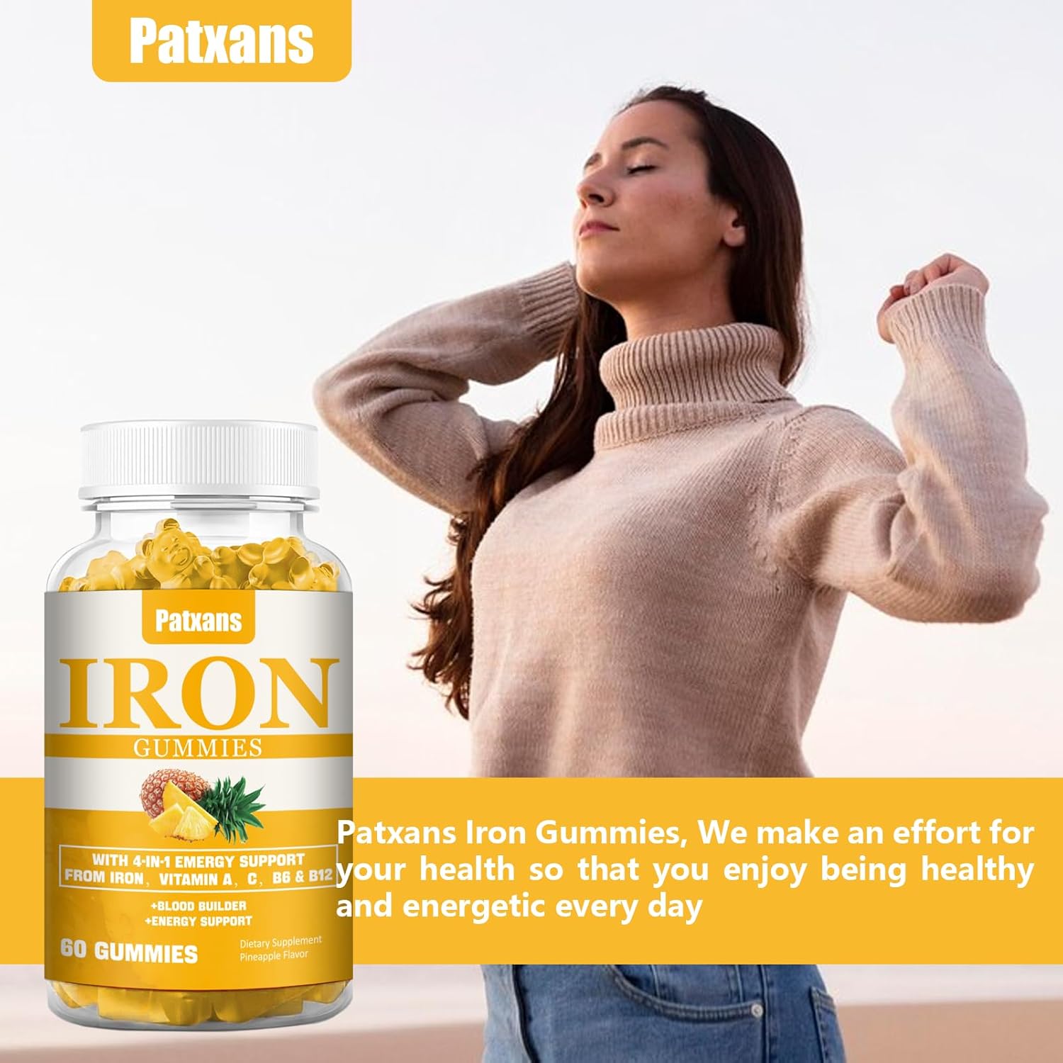 2-pack-iron-gummies-with-vitamins-for-energy-blood-support---100mg-supplement-for-men-women-adults-kids---vegan-pineapple-flavor---120ct-7