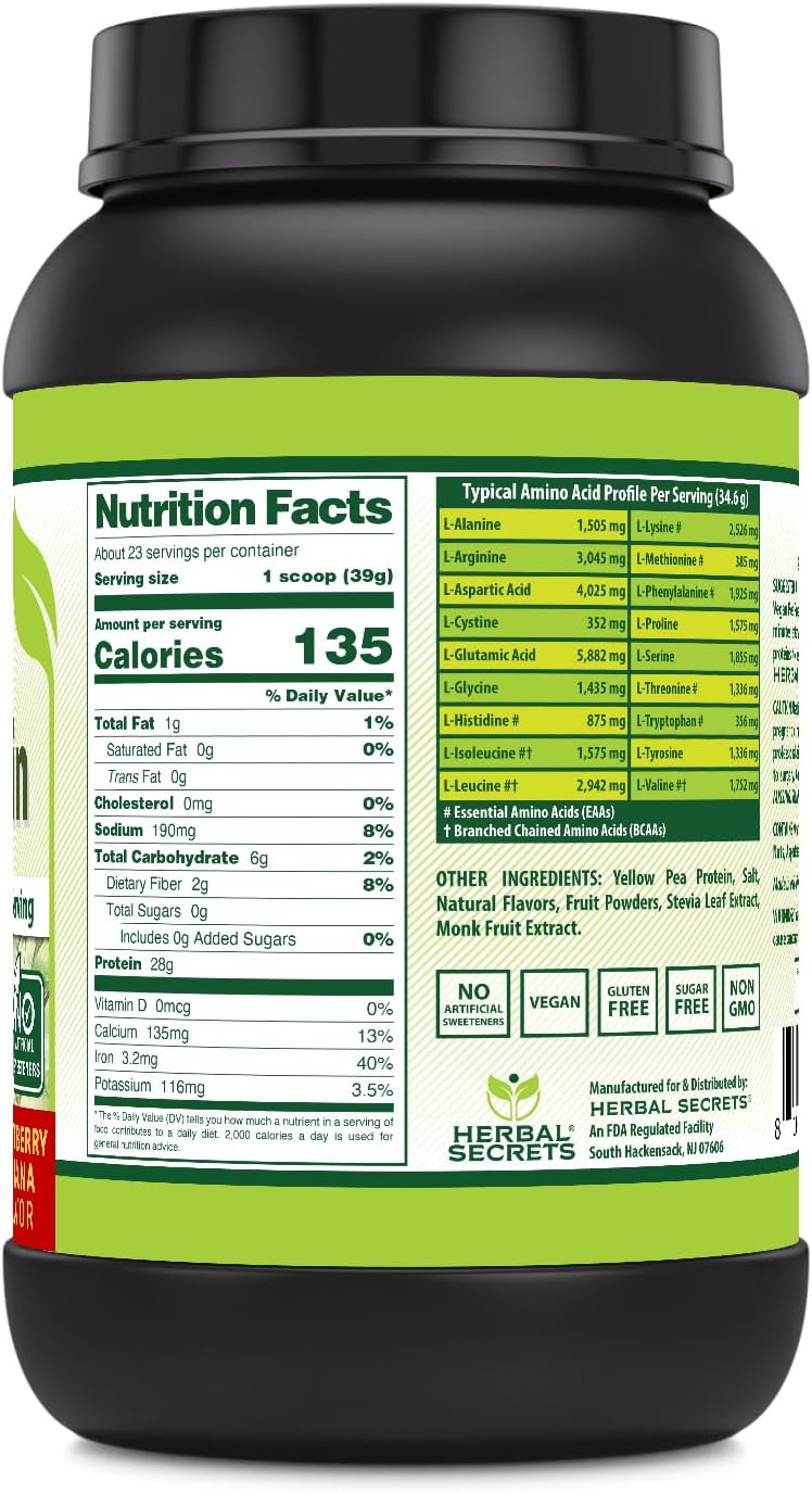 herbal-secrets-vegan-protein-powder---28g-protein-23-servings-62g-bcaa-supplement---made-in-usa---strawberry-banana-flavor---2lb-pack-2