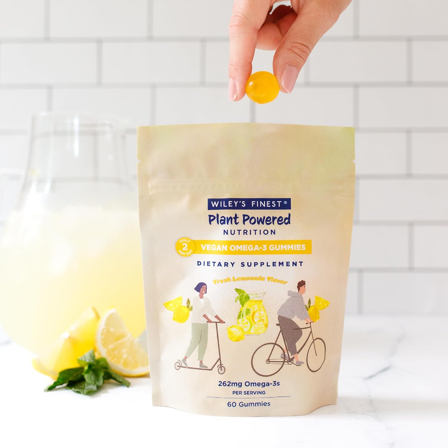 Vegan Omega-3 Gummies with DHA, ALA & SDA - Lemon Flavor - Gluten Free - 60 Gummies - Espot.com.au