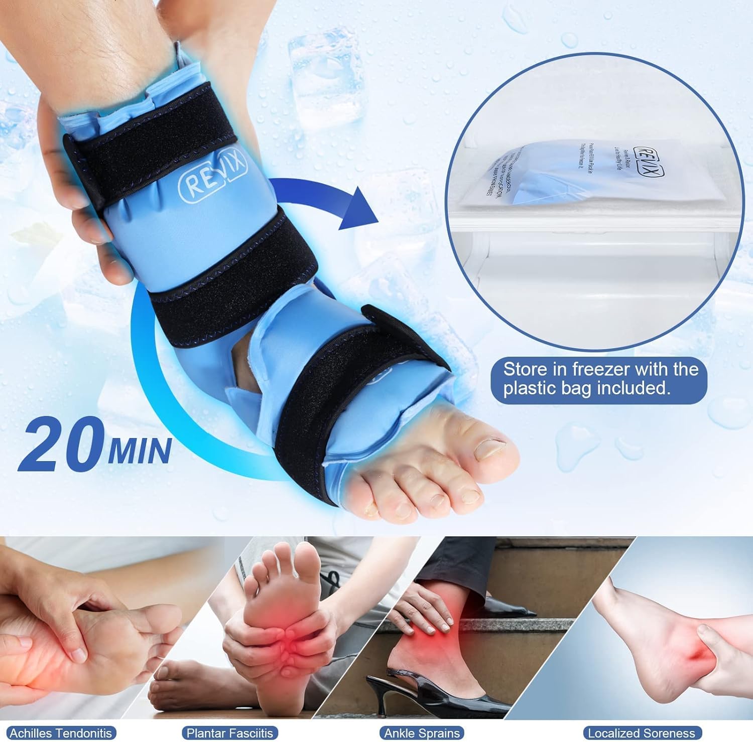 Reusable Gel Ice Pack for Knee and Ankle Injuries - REVIX Ice Wrap for Pain Relief - Espot.com.au