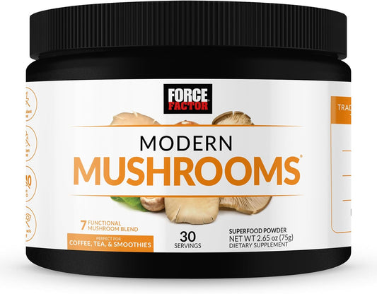 force-factor-modern-mushrooms-powder---energy-focus-immunity-digestion-support-supplement-with-cordyceps-turkey-tail-chaga-reishi-lions-mane-shiitake---unflavored-30-servings-1