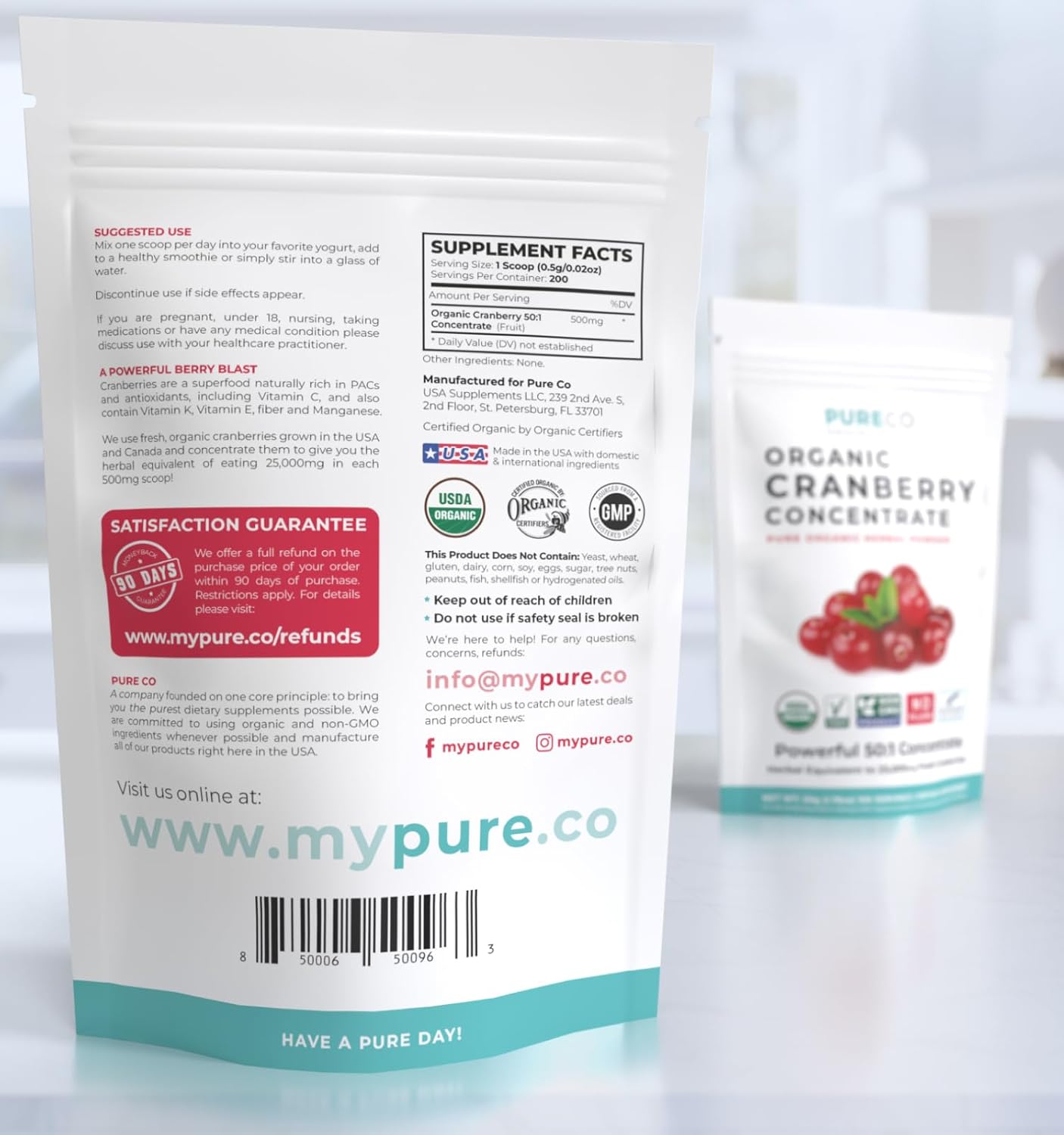 Organic USDA Cranberry Powder - Supports Urinary Tract Health - Pure Concentrate for Women & Men - Vegan Non-GMO (200 Servings) - Espot.com.au