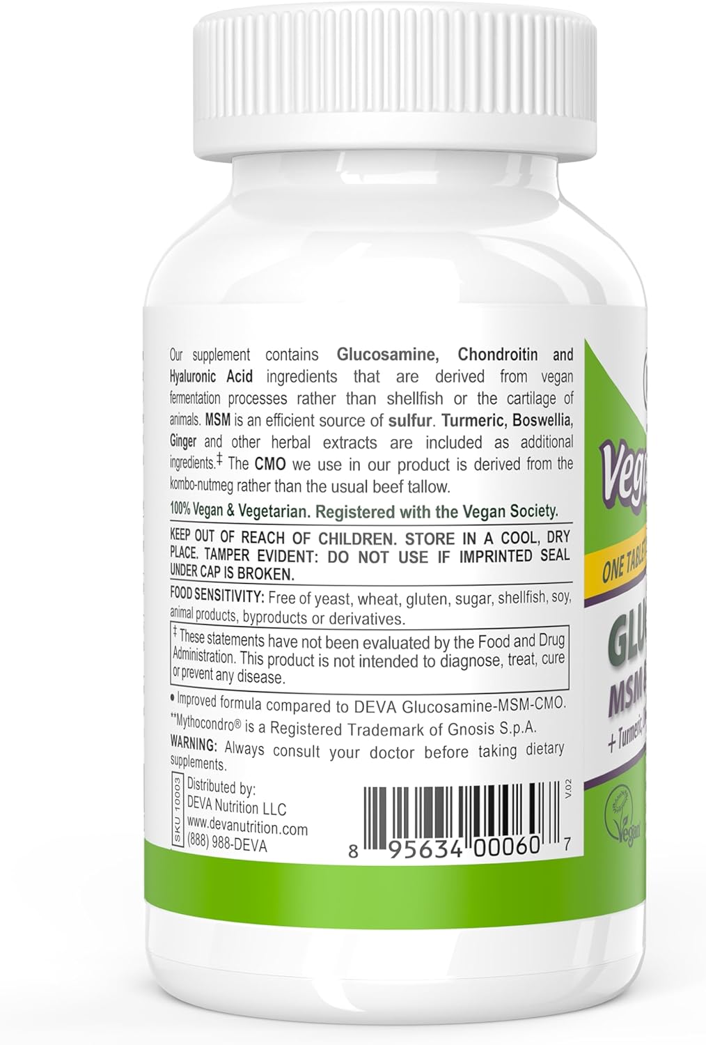 Vegan Glucosamine MSM & Chondroitin with Turmeric, CMO, Boswellia, Hyaluronic Acid - Non-Animal Formula, 90 Tablets x 2 Pack - Espot.com.au