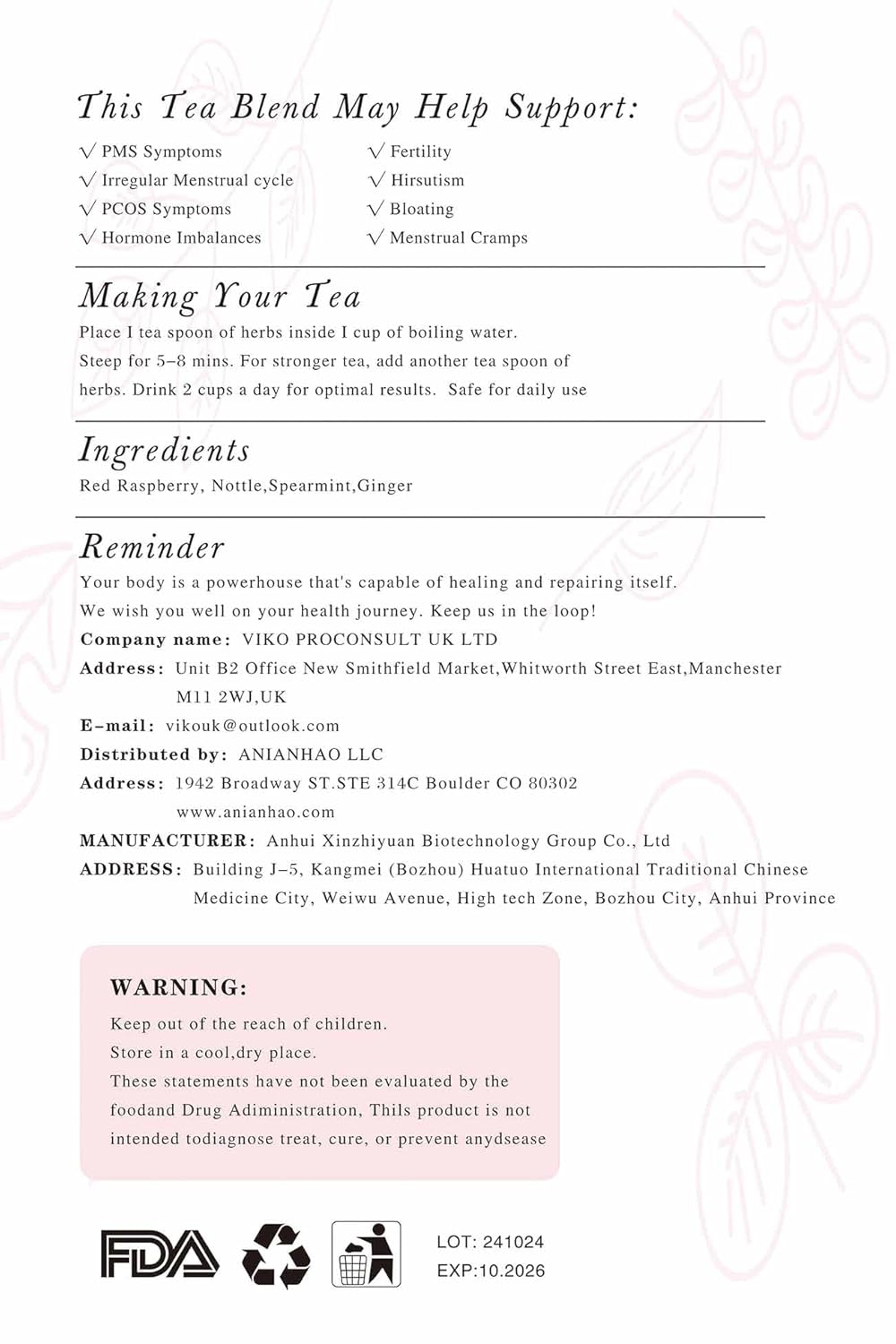 hormone-balance-tea-herbal-blend-for-natural-menstrual-cycle-support---spearmint-flavor-loose-leaves---anianhao-herbal-tea-9