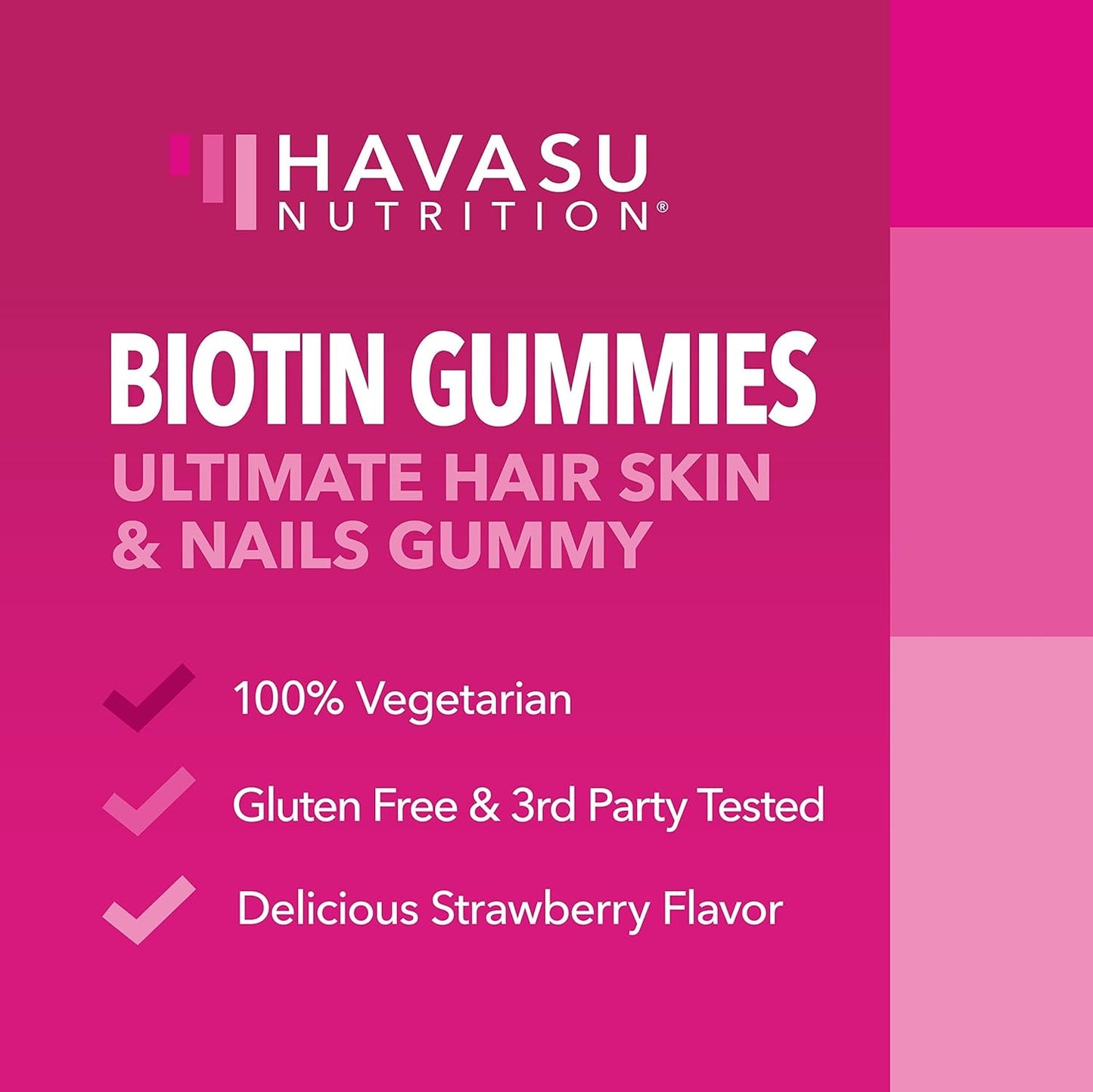 5000mcg Biotin Gummies for Hair, Skin, & Nails - Vegan Supplement - GLP-1 Nutritional Support - Promotes Healthy Hair & Skin - Vitamin B7 - Strawberry Flavor - 90 Count - Espot.com.au