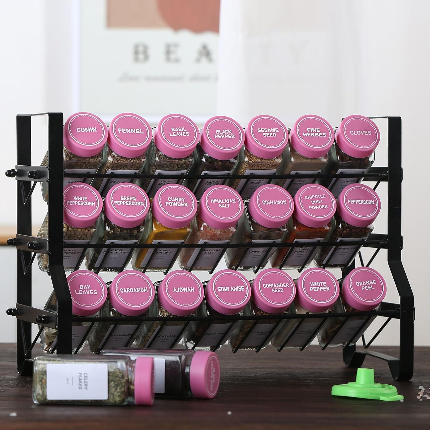 set-of-24-glass-spice-jars-with-labels---4oz-containers-with-lids-shaker-lids-labels-funnel-and-markers-2
