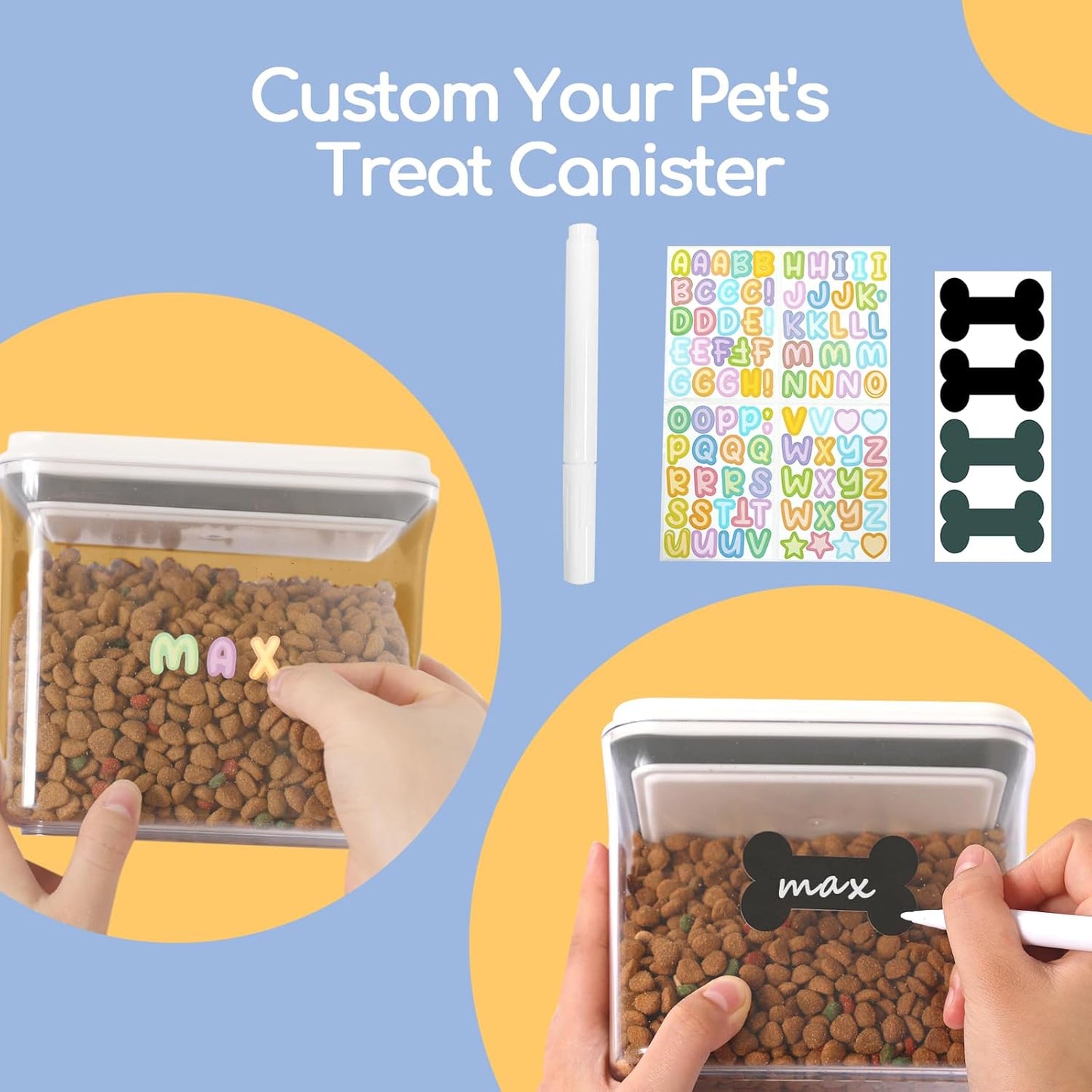 airtight-dog-treat-container-with-chalkboard-labels-and-pen---bpa-free-clear-rectangular---ideal-for-dog-and-cat-food-storage-5