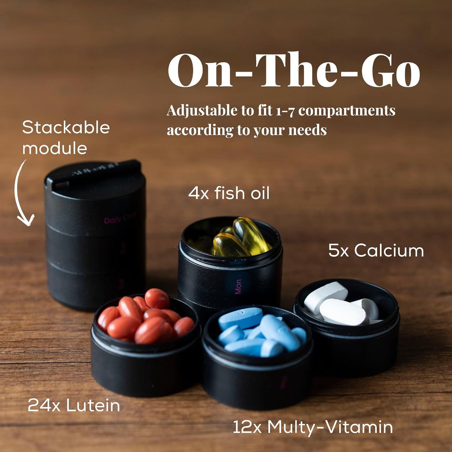 ankomn-travel-vitamin-organizer-stackable-daily-pill-case-with-quick-release-thread---airtight-once-a-day-vitamin-container---weekly-medicine-holder-black-5