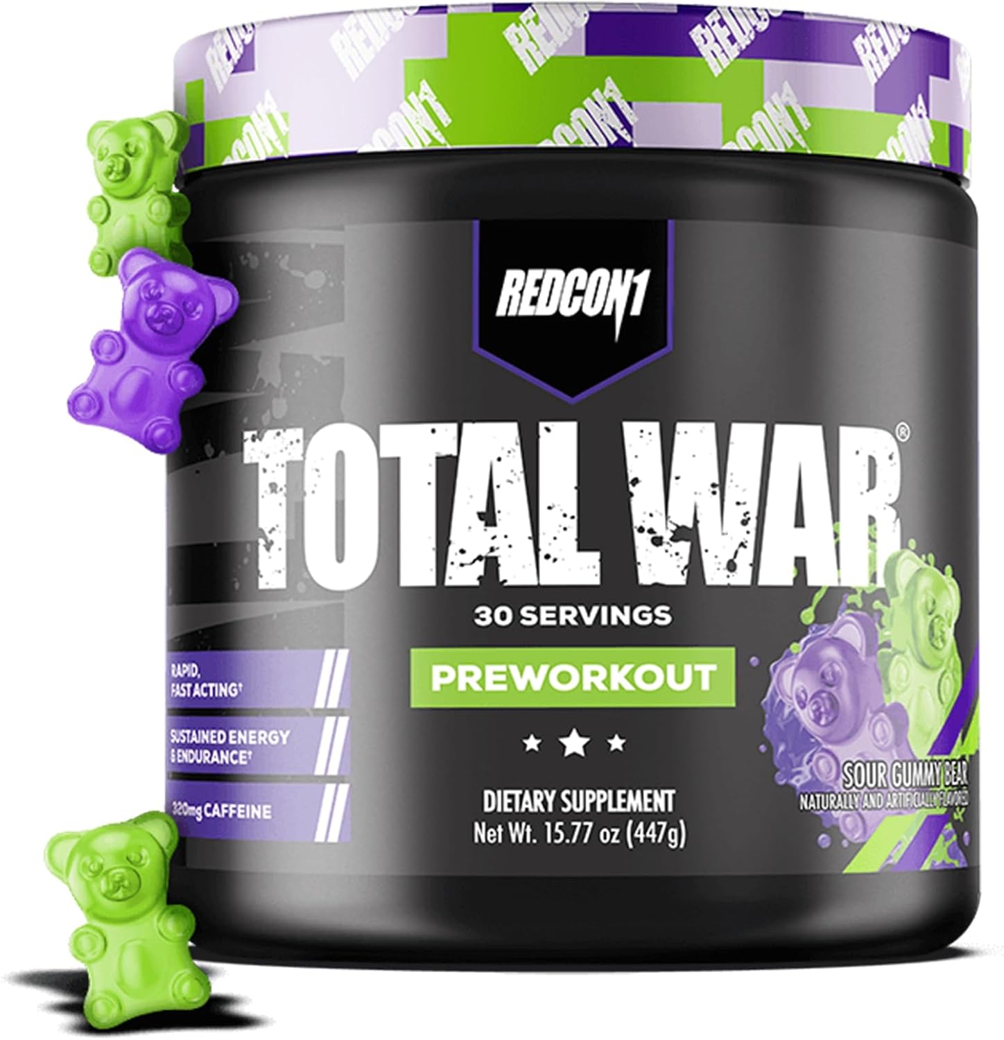 redcon1-total-war-preworkout---sour-gummy-bear-flavor-with-320mg-caffeine-for-pump-energy-endurance---amino-acids-boost-performance---30-servings-1