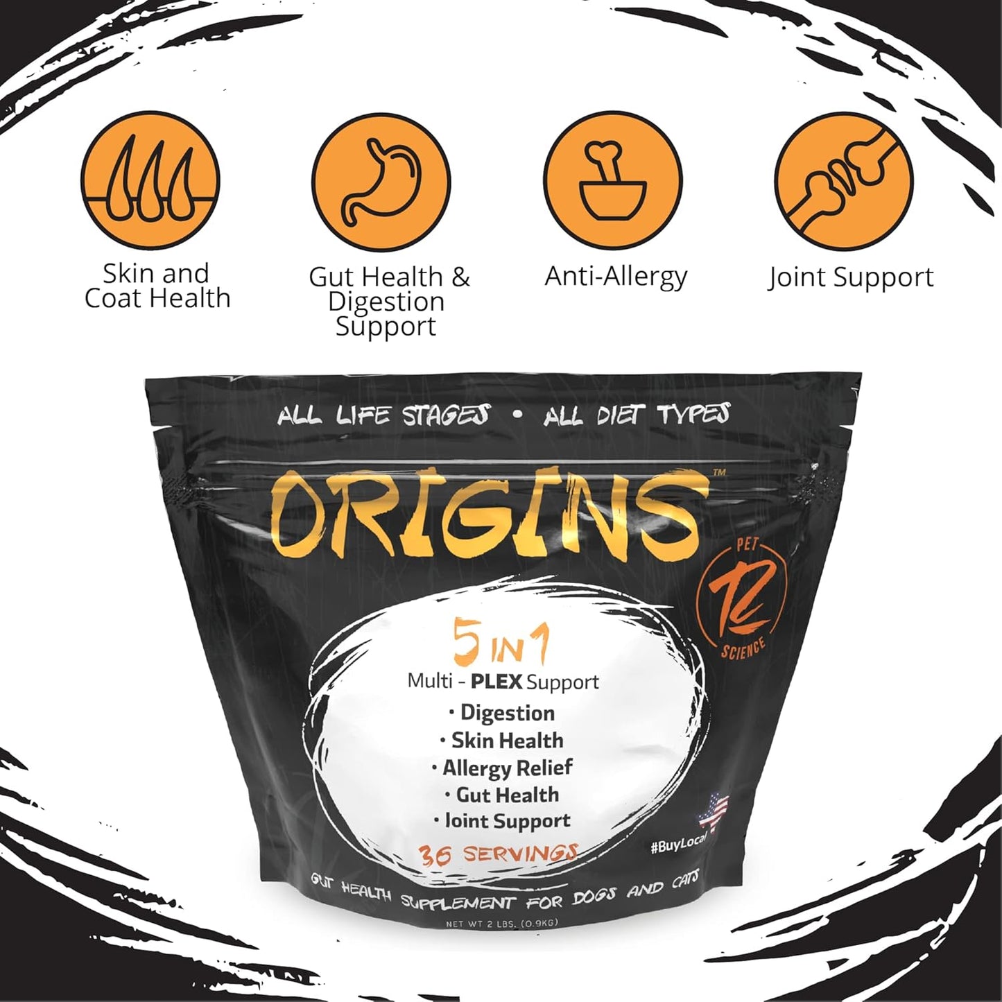 rogue-pet-science-origins-dog-supplement---5-in-1-powdered-topper-with-omega-3-fish-oil---promotes-healthy-skin-coat-digestion---reduces-itching-joint-inflammation---2-lbs-4