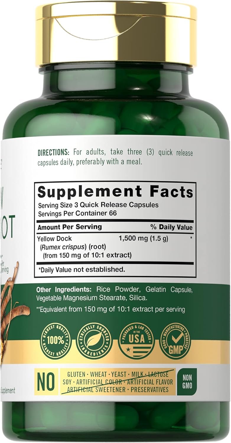carlyle-yellow-dock-root-capsules-1500mg---200-count---non-gmo-gluten-free---high-potency-traditional-herb-supplement-2