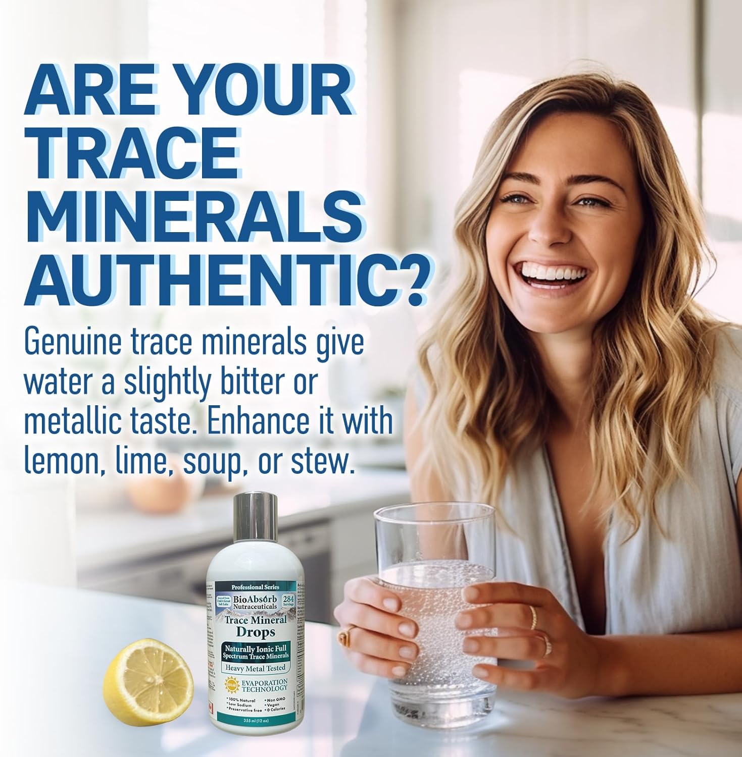 Organic Bio Absorb Trace Mineral Drops with Ionic Magnesium - Heavy Metal Tested from Utah's GSL Sea Water - 284 Servings (12 oz) - Espot.com.au