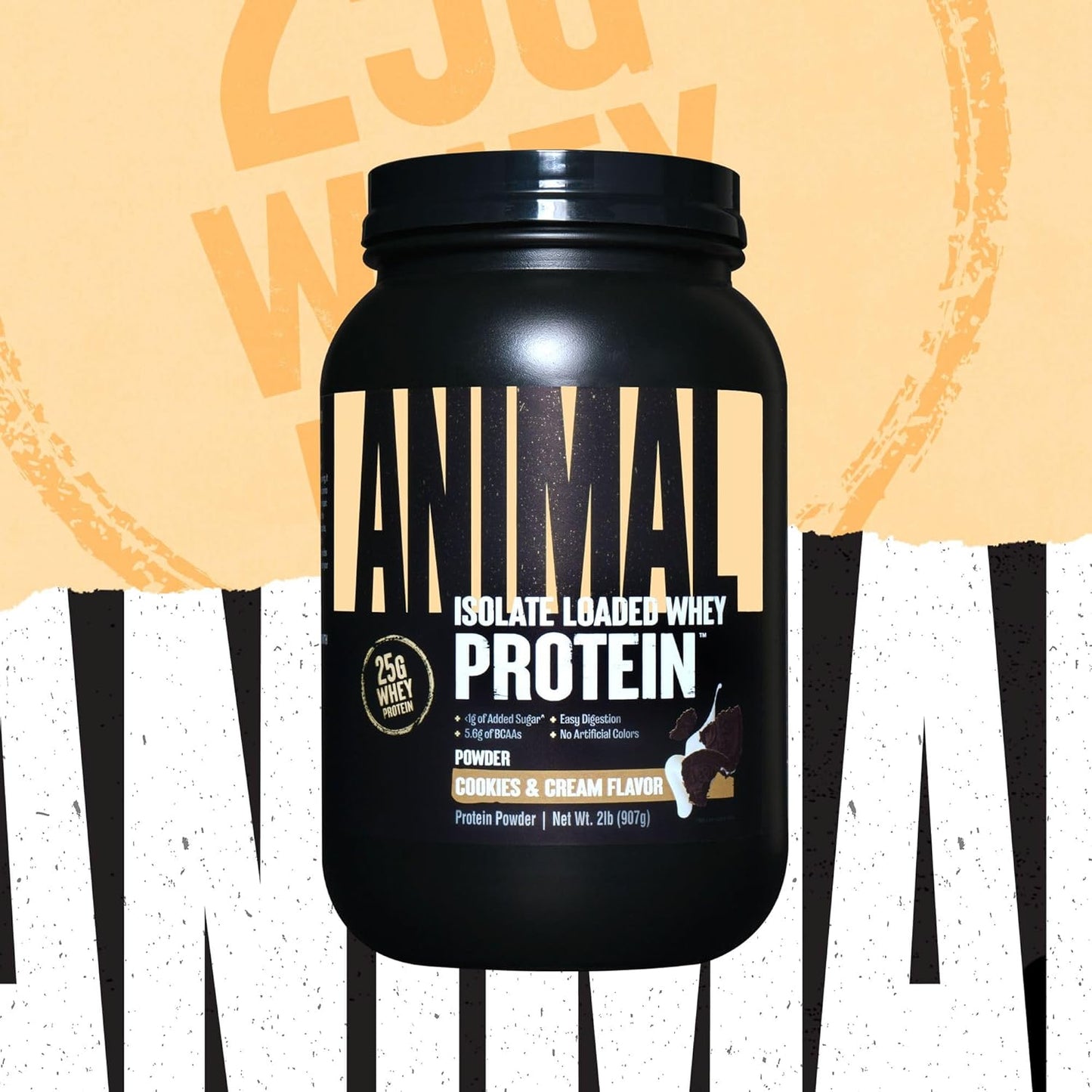 cookies-cream-animal-whey-isolate-protein-powder---muscle-builder-with-digestive-enzymes-for-pre-post-workout-recovery---25g-protein-low-sugar---great-taste-for-men-women---2-lbs-3