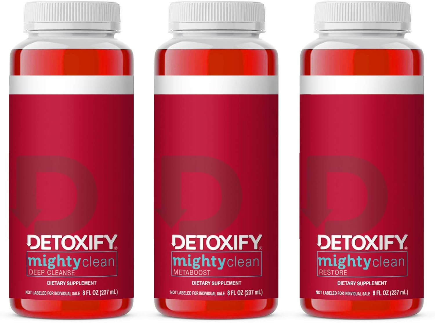 Mighty Clean Herbal Detox Cleanse Drinks - 3 Bottles for Full Body Detox - Same Day Results with Ginseng & Milk Thistle - for Women and Men with Sticker included - Espot.com.au