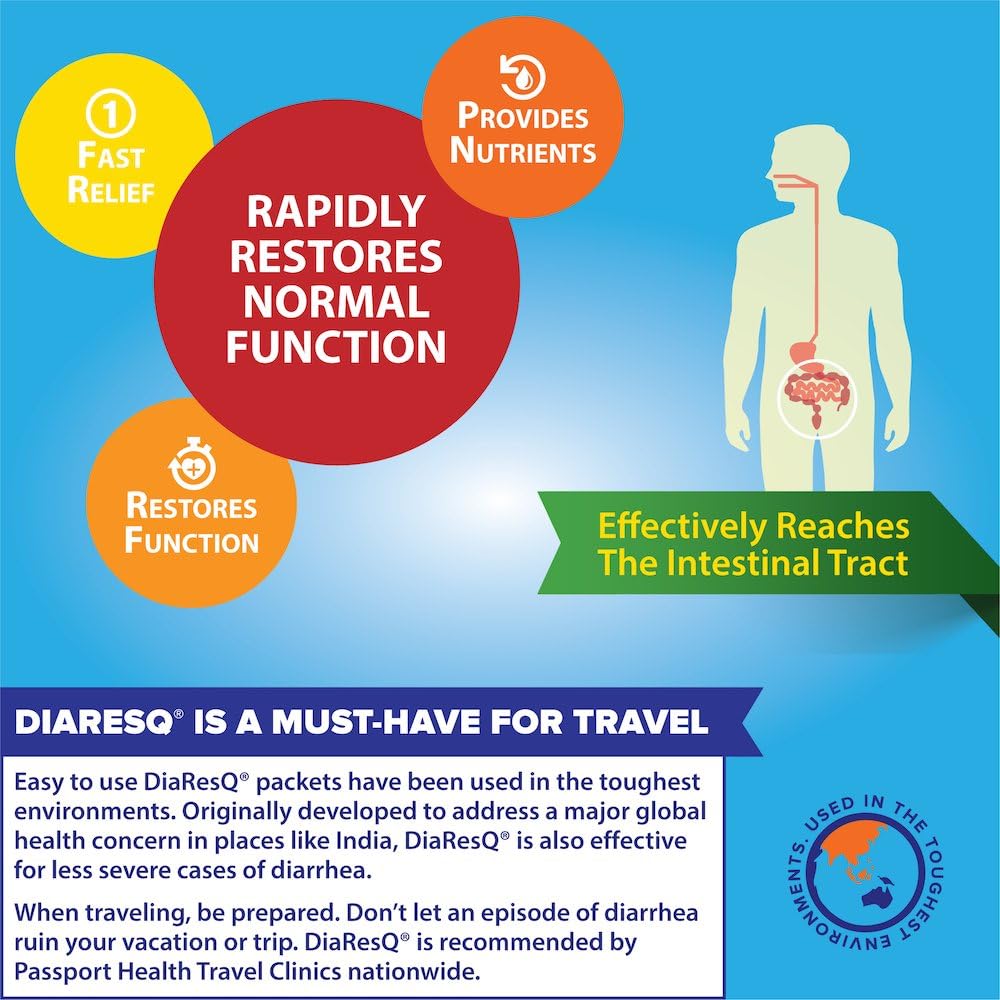 DiaResQ Vanilla Immune Support Drink Mix for Adults - 6 Ct, Rapid Recovery & Intestinal Function Support - Espot.com.au