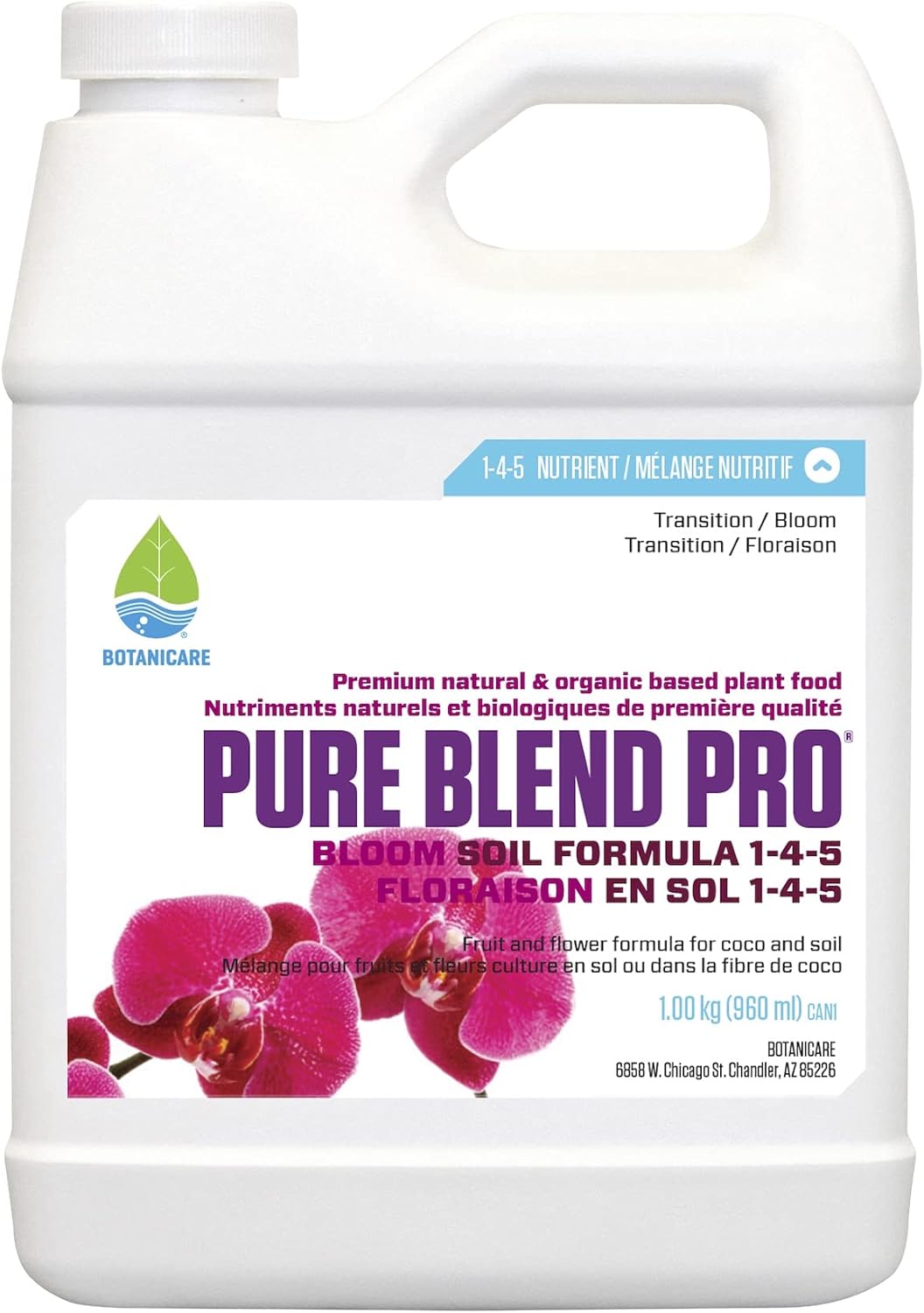 Botanicare Pure Blend Pro Bloom Soil Nutrient 1 qt - Ideal for Fruit & Flowers - 1-4-5 Formula - Espot.com.au