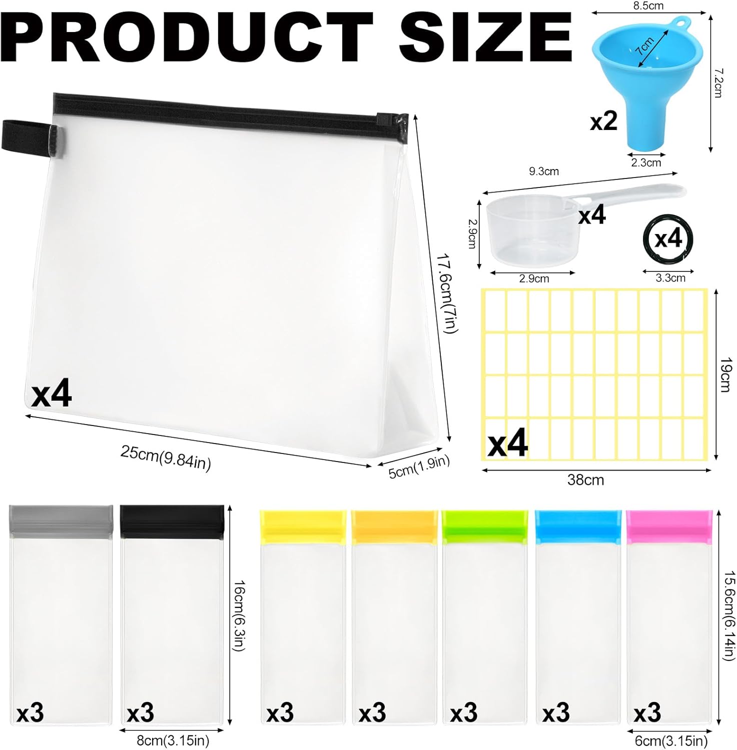 travel-protein-powder-container-set---25pcs-including-21-single-dose-bags-4-large-zip-up-bags-funnels-spoons-labels-spring-buckle---on-the-go-storage-solution-3