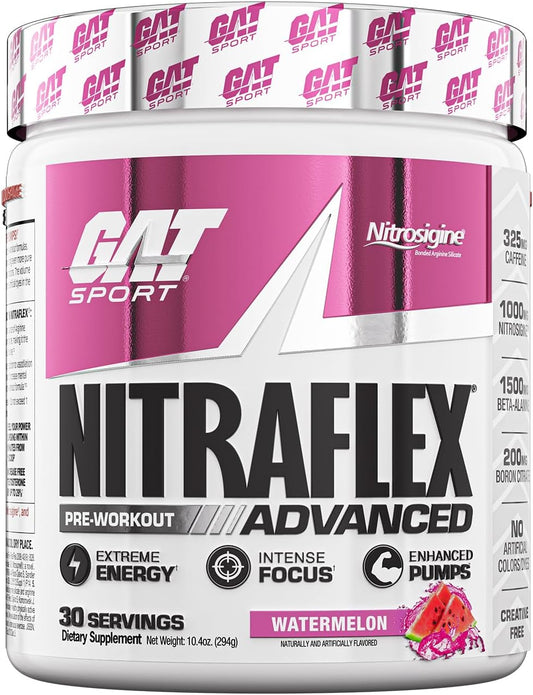 nitraflex-advanced-pre-workout-powder---watermelon-flavor-30-servings---enhances-blood-flow-strength-energy-and-exercise-performance---creatine-free-formula-by-gat-sport-1