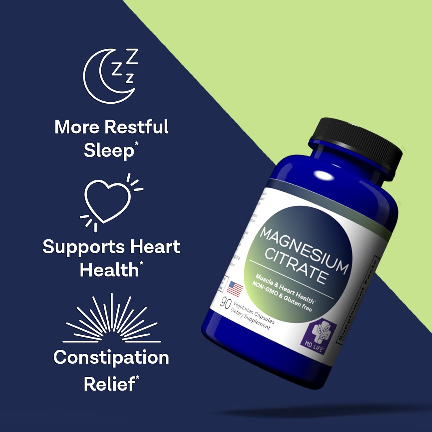 MD.LIFE Magnesium Potassium Supplement - 90 Capsules - Citrate Blend - 90 Count Capsules for Heart Health & Muscle Function - Espot.com.au