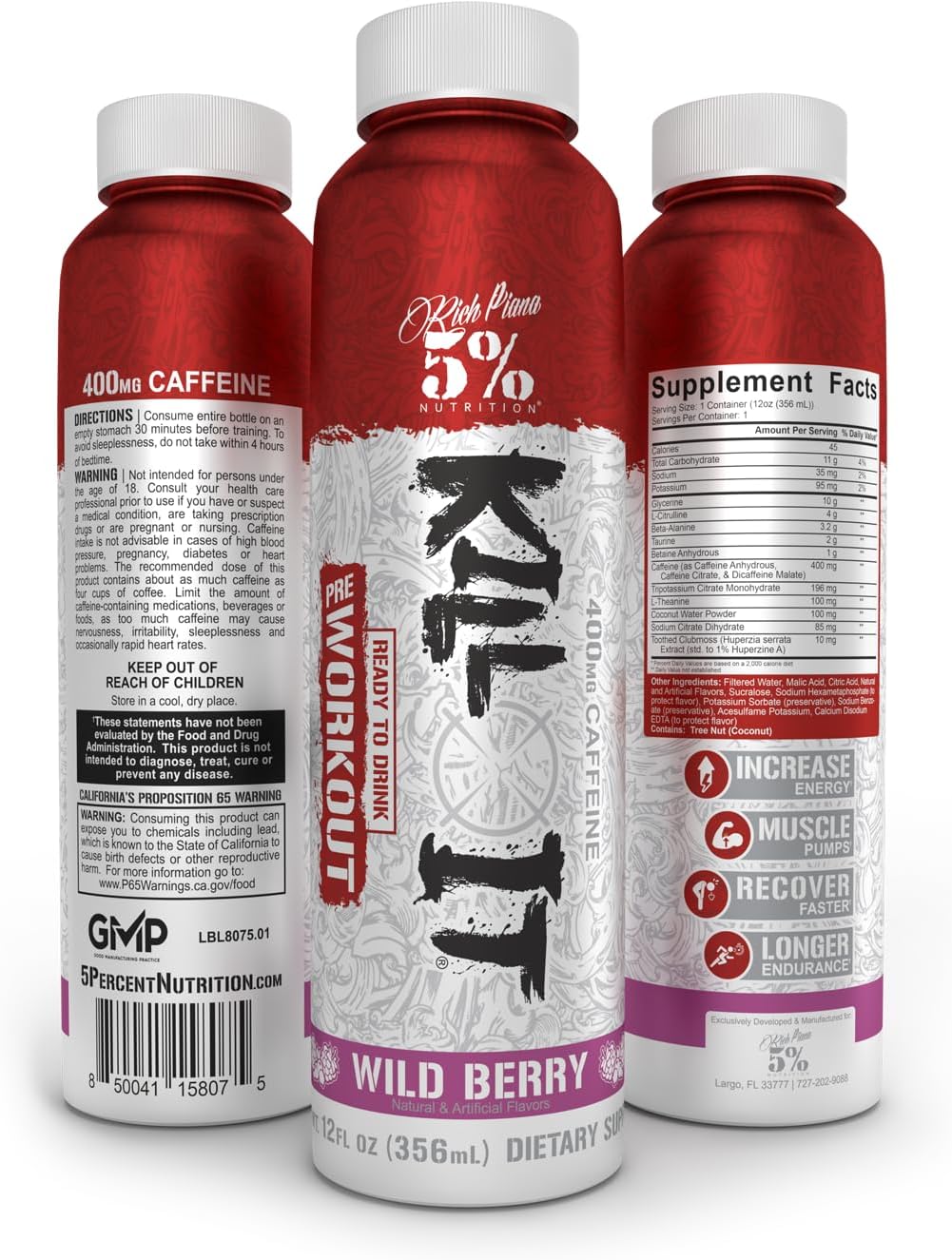 5-nutrition-kill-it-high-stim-pre-workout-drink---400mg-caffeine-energy-boost---extreme-pump-endurance-focus-hydration---citrulline-beta-alanine-taurine---12-pack-wild-berry-2