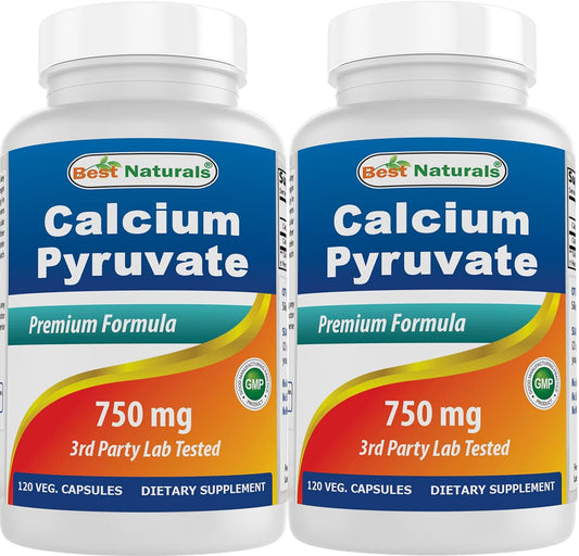 2 Pack Calcium Pyruvate 750mg 120 Capsules - Best Naturals Formula for Weight Management and Energy Support - Espot.com.au