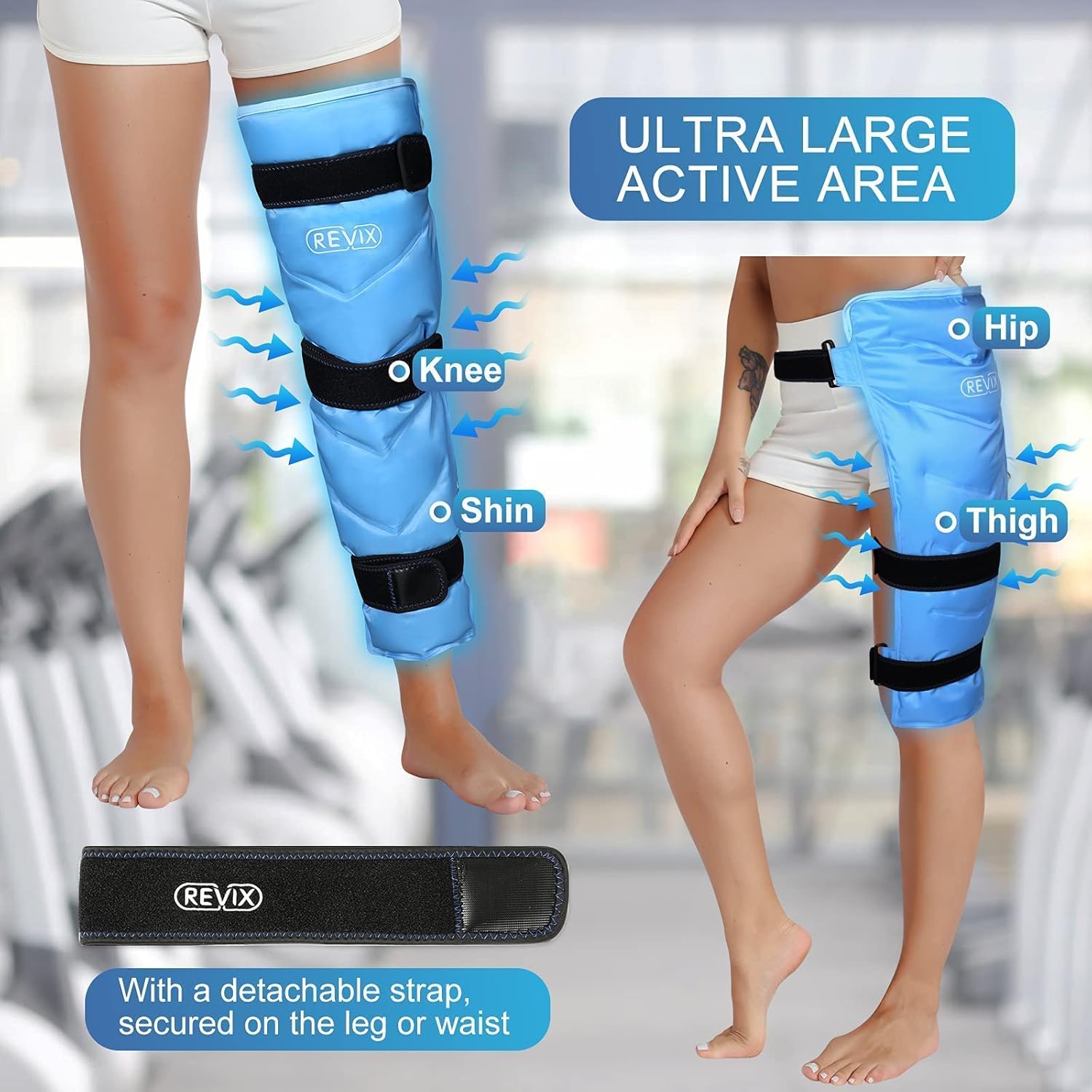 Large Gel Ice Wrap for Leg, Hip, Thigh, Knee - REVIX Reusable Knee Ice Pack Wrap for Injuries and Shin Splint - Espot.com.au