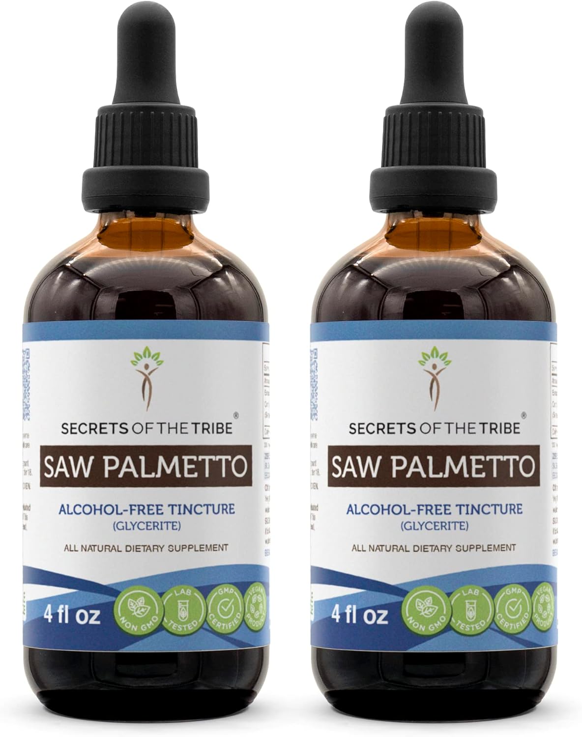 Alcohol-Free Saw Palmetto Tincture - 2x4 FL OZ Liquid Extract from Dried Berries by Secrets of the Tribe - Espot.com.au