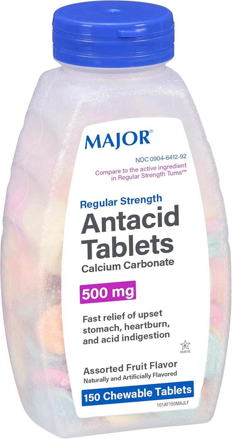 calcium-carbonate-antacid-tablets---assorted-fruit-flavor---150-chewable-tablets---pack-of-2---regular-strength-formula-2
