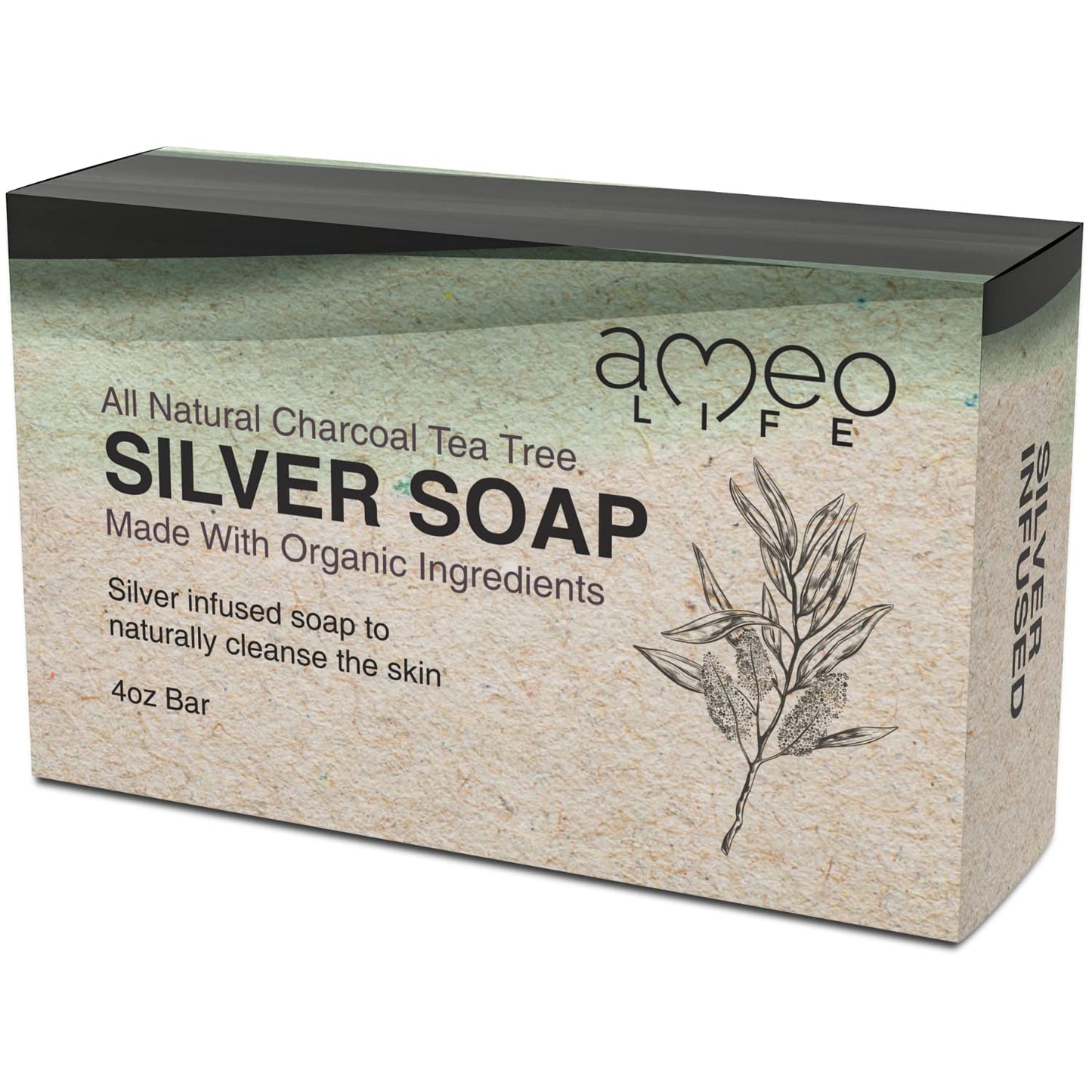 ameo-life-charcoal-tea-tree-silver-soap---4-oz-colloidal-silver-bar-for-skin-cleansing---women-and-mens-natural-soap-4