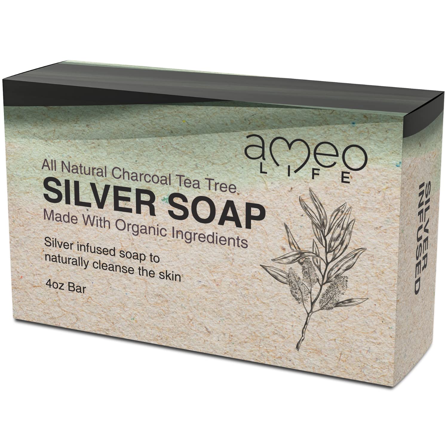 ameo-life-charcoal-tea-tree-silver-soap---4-oz-colloidal-silver-bar-for-skin-cleansing---women-and-mens-natural-soap-4