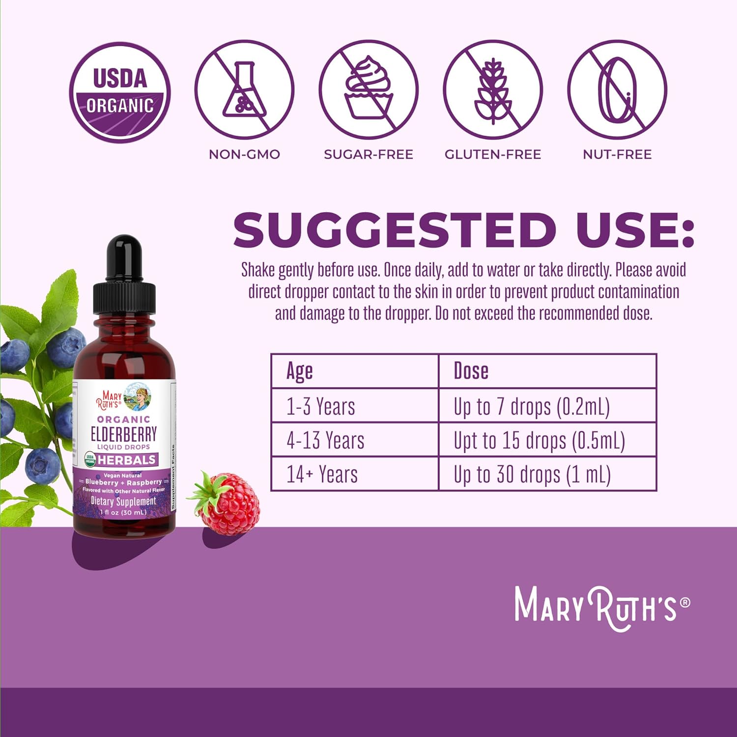 Organic Precision Probiotic & Elderberry Drops for Women - Raspberry & Blueberry | USDA Certified | Supports Gut Health, Immunity, Wellness | Vegan & Non-GMO - Espot.com.au