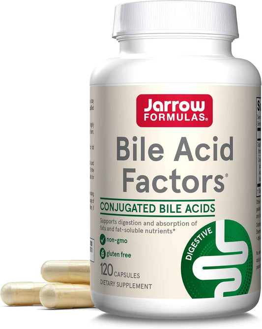 Digestive Support Supplement with Conjugated Bile Acids - 1000mg, 120 Capsules - Jarrow Formulas Bile Acid Factors for Fat Absorption & Nutrient Absorption