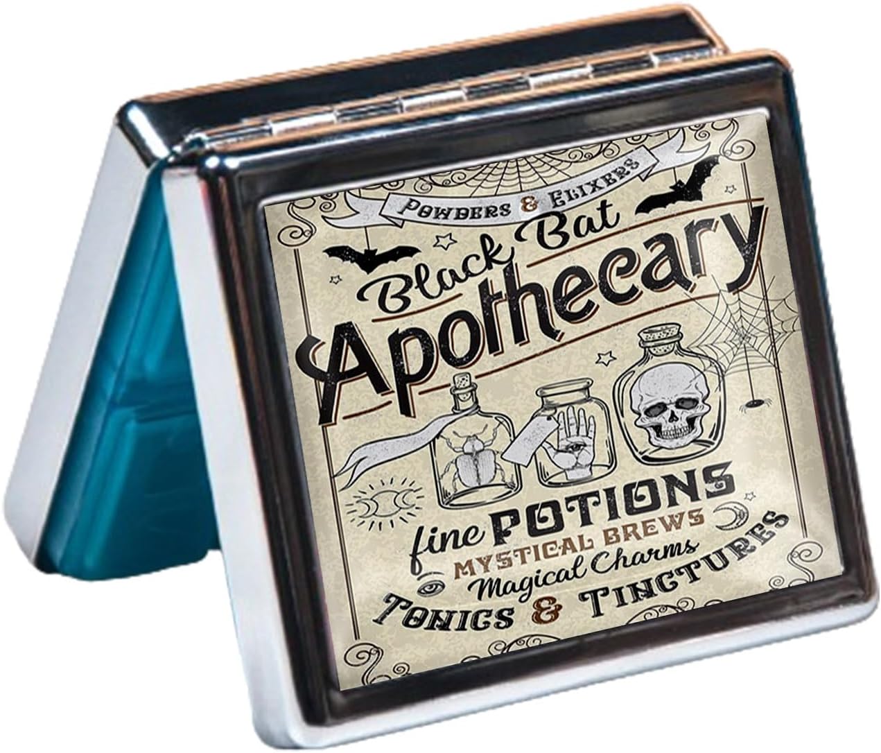 7-day-chrome-silver-pill-organizer-with-mirror---travel-size-apothecary-pill-case---8-compartments---rectangle-design-2