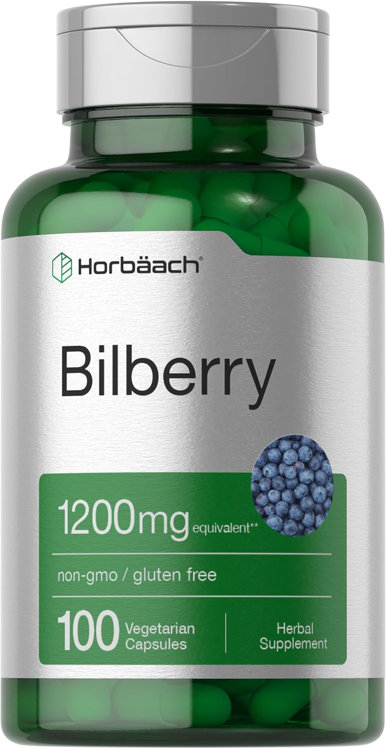 1200mg Bilberry Fruit Extract Capsules - 100 Count | Vegetarian, Non-GMO, Gluten Free Supplement by Horbäach - Espot.com.au