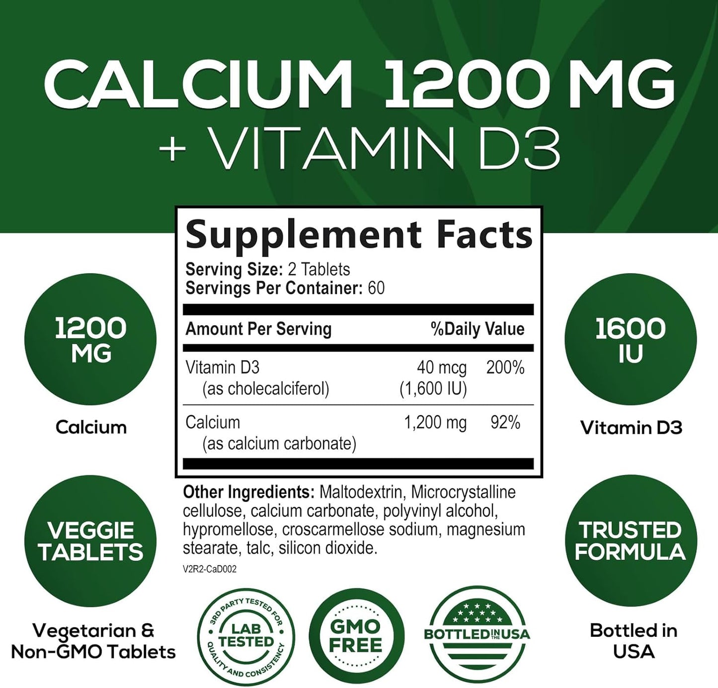 High-Potency Calcium Supplement with Vitamin D3 for Bone Strength & Immune Support - 120 Tablets - Espot.com.au