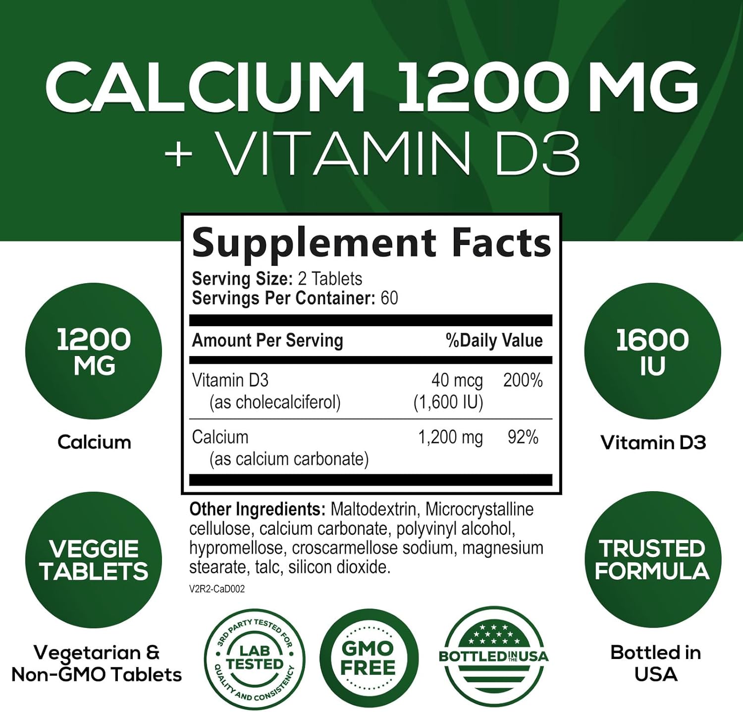 High-Potency Calcium Supplement with Vitamin D3 for Bone Strength & Immune Support - 120 Tablets - Espot.com.au